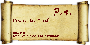 Popovits Arnó névjegykártya